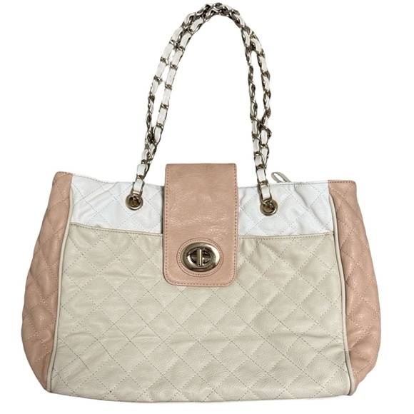 ALDO Quilted Chain Strap Tote Bag – Beige, White & Blush - Picture 1 of 7